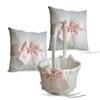 Alex Emotions Ivory Ring Bearer Pillow and Basket Set | Lace Collection | Flower Girl & Welcome Basket for Guest | Handmade Wedding Baskets & Pillows (Blush Pink) view 1