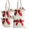 Alex Emotions Ivory Ring Bearer Pillow and Basket Set | Lace Collection | Flower Girl & Welcome Basket for Guest | Handmade Wedding Baskets & Pillows (RED) view 1