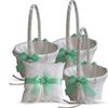 Alex Emotions Ivory Ring Bearer Pillow and Basket Set | Lace Collection | Flower Girl & Welcome Basket for Guest | Handmade Wedding Baskets & Pillows (Apple Green) view 1