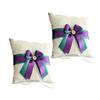 Alex Emotions Ivory Ring Bearer Pillow and Basket Set | Lace Collection | Flower Girl & Welcome Basket for Guest | Handmade Wedding Baskets & Pillows (Teal Purple) view 1