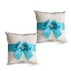 Alex Emotions Ivory Ring Bearer Pillow and Basket Set | Lace Collection | Flower Girl & Welcome Basket for Guest | Handmade Wedding Baskets & Pillows (Turquoise) view 1