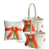 Alex Emotions Ivory Ring Bearer Pillow and Basket Set | Lace Collection | Flower Girl & Welcome Basket for Guest | Handmade Wedding Baskets & Pillows (Orange Lime) view 1