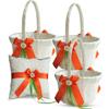 Alex Emotions Ivory Ring Bearer Pillow and Basket Set | Lace Collection | Flower Girl & Welcome Basket for Guest | Handmade Wedding Baskets & Pillows (Orange Lime) view 1