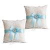 Alex Emotions Ivory Ring Bearer Pillow and Basket Set | Lace Collection | Flower Girl & Welcome Basket for Guest | Handmade Wedding Baskets & Pillows (Sky Blue) view 1