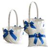 Alex Emotions Ivory Ring Bearer Pillow and Basket Set | Lace Collection | Flower Girl & Welcome Basket for Guest | Handmade Wedding Baskets & Pillows (Royal Blue) view 1