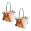 Alex Emotions Ivory Ring Bearer Pillow and Basket Set | Lace Collection | Flower Girl & Welcome Basket for Guest | Handmade Wedding Baskets & Pillows (Orange Lime) view 1