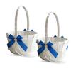 Alex Emotions Ivory Ring Bearer Pillow and Basket Set | Lace Collection | Flower Girl & Welcome Basket for Guest | Handmade Wedding Baskets & Pillows (Royal Blue) view 1