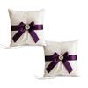 Alex Emotions Ivory Ring Bearer Pillow and Basket Set | Lace Collection | Flower Girl & Welcome Basket for Guest | Handmade Wedding Baskets & Pillows (Plum) view 1