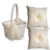 Alex Emotions Ivory Ring Bearer Pillow and Basket Set | Lace Collection | Flower Girl & Welcome Basket for Guest | Handmade Wedding Baskets & Pillows (Ivory) view 1
