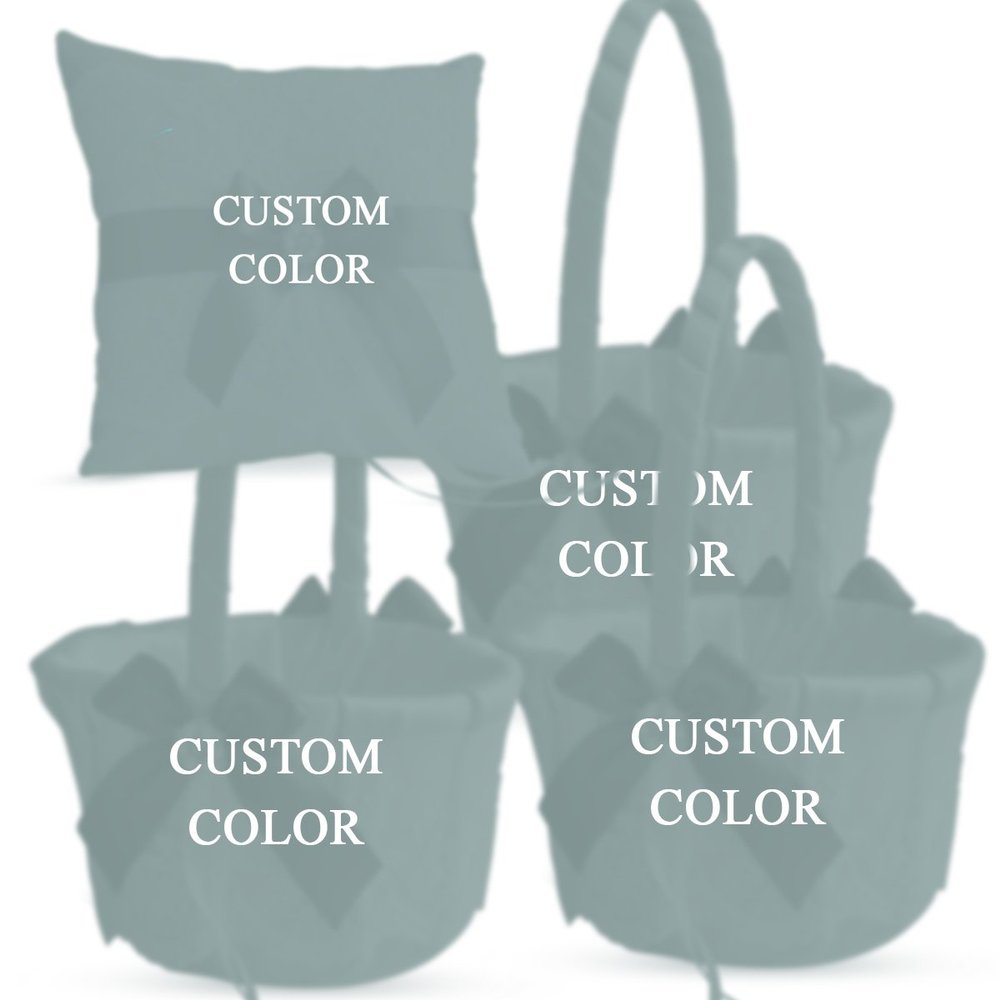 Alex Emotions Ivory Ring Bearer Pillow and Basket Set | Lace Collection | Flower Girl & Welcome Basket for Guest | Handmade Wedding Baskets & Pillows (Custom Color)