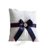 Alex Emotions Ivory Ring Bearer Pillow and Basket Set | Lace Collection | Flower Girl & Welcome Basket for Guest | Handmade Wedding Baskets & Pillows (Coral Navy Blue) view 2