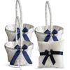 Alex Emotions Ivory Ring Bearer Pillow and Basket Set | Lace Collection | Flower Girl & Welcome Basket for Guest | Handmade Wedding Baskets & Pillows (Navy Blue) view 1
