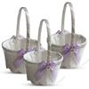 Alex Emotions Ivory Ring Bearer Pillow and Basket Set | Lace Collection | Flower Girl & Welcome Basket for Guest | Handmade Wedding Baskets & Pillows (Violet Lilac Lavender) view 1