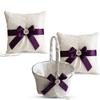 Alex Emotions Ivory Ring Bearer Pillow and Basket Set | Lace Collection | Flower Girl & Welcome Basket for Guest | Handmade Wedding Baskets & Pillows (Plum) view 1