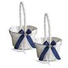 Alex Emotions Ivory Ring Bearer Pillow and Basket Set | Lace Collection | Flower Girl & Welcome Basket for Guest | Handmade Wedding Baskets & Pillows (Navy Blue) view 1