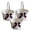 Alex Emotions Ivory Ring Bearer Pillow and Basket Set | Lace Collection | Flower Girl & Welcome Basket for Guest | Handmade Wedding Baskets & Pillows (Plum) view 1