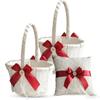 Alex Emotions Ivory Ring Bearer Pillow and Basket Set | Lace Collection | Flower Girl & Welcome Basket for Guest | Handmade Wedding Baskets & Pillows (Scarlet RED) view 1