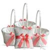 Alex Emotions Ivory Ring Bearer Pillow and Basket Set | Lace Collection | Flower Girl & Welcome Basket for Guest | Handmade Wedding Baskets & Pillows (Coral) view 1