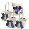 Alex Emotions Ivory Ring Bearer Pillow and Basket Set | Lace Collection | Flower Girl & Welcome Basket for Guest | Handmade Wedding Baskets & Pillows (Teal Purple) view 1