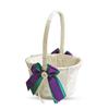 Alex Emotions Ivory Ring Bearer Pillow and Basket Set | Lace Collection | Flower Girl & Welcome Basket for Guest | Handmade Wedding Baskets & Pillows (Teal Purple) view 3