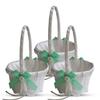 Alex Emotions Ivory Ring Bearer Pillow and Basket Set | Lace Collection | Flower Girl & Welcome Basket for Guest | Handmade Wedding Baskets & Pillows (Apple Green) view 1