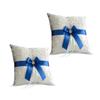 Alex Emotions Ivory Ring Bearer Pillow and Basket Set | Lace Collection | Flower Girl & Welcome Basket for Guest | Handmade Wedding Baskets & Pillows (Royal Blue) view 1