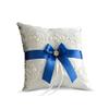 Alex Emotions Ivory Ring Bearer Pillow and Basket Set | Lace Collection | Flower Girl & Welcome Basket for Guest | Handmade Wedding Baskets & Pillows (Royal Blue) view 2