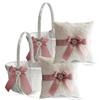 Alex Emotions Ivory Ring Bearer Pillow and Basket Set | Lace Collection | Flower Girl & Welcome Basket for Guest | Handmade Wedding Baskets & Pillows (Mauve) view 1