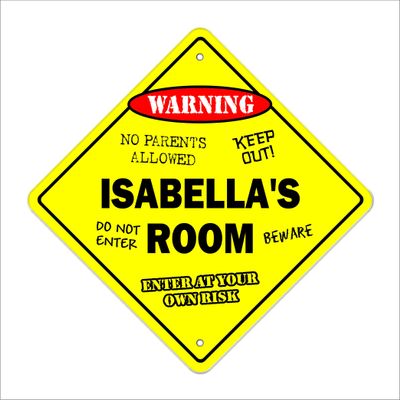 Isabella's Room Sign Crossing Zone Xing | Indoor/Outdoor | 20" Tall Kids Bedroom Decor Door Children's Name boy Girl
