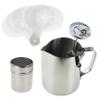 Barista Kit Includes Milk Thermometer, 600ml Jug, Cocoa Shaker and 16pc Stencil Set - Ideal For Coffee Latte Cappuccino Mocha view 1
