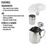 Barista Kit Includes Milk Thermometer, 600ml Jug, Cocoa Shaker and 16pc Stencil Set - Ideal For Coffee Latte Cappuccino Mocha view 4