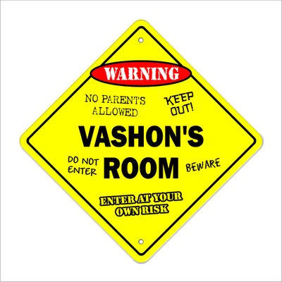 Vashon's Room Sign Crossing Zone Xing | Indoor/Outdoor | 14" Tall Kids Bedroom Decor Door Children's Name boy Girl