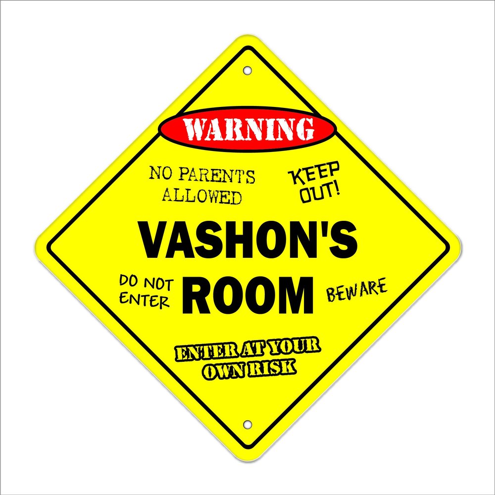 Vashon's Room Sign Crossing Zone Xing | Indoor/Outdoor | 14" Tall Kids Bedroom Decor Door Children's Name boy Girl