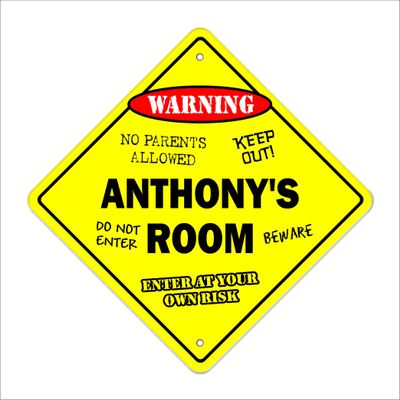 Anthony's Room Sign Crossing Zone Xing | Indoor/Outdoor | 20" Tall Kids Bedroom Decor Door Children's Name boy Girl