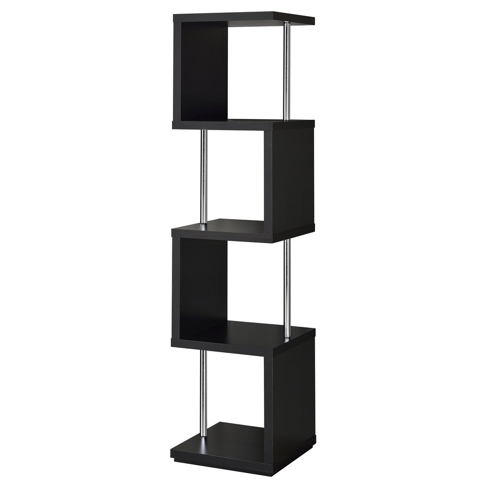 Coaster Home Furnishings Baxter 67-inch 4-Shelf Bookshelf Black and Chrome 801419