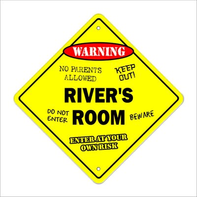 River's Room Sign Crossing Zone Xing | Indoor/Outdoor | 20" Tall Kids Bedroom Decor Door Children's Name boy Girl