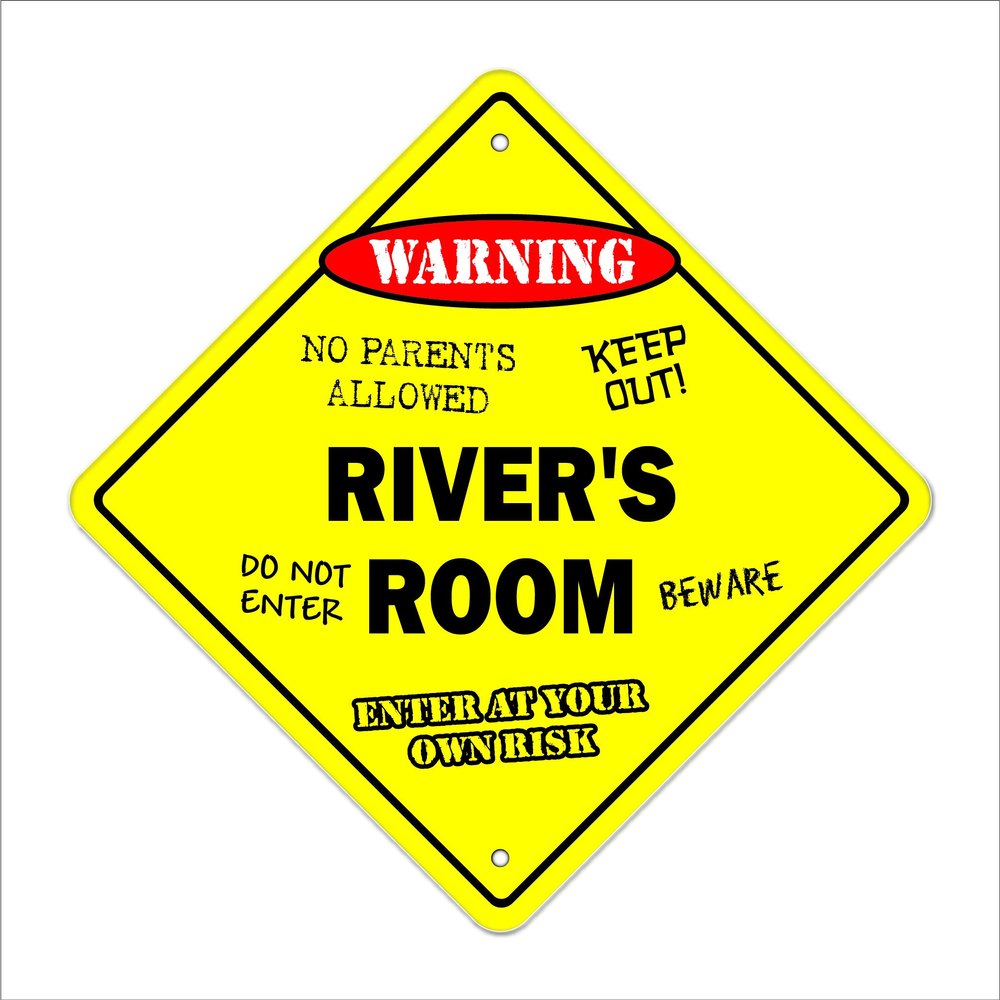River's Room Sign Crossing Zone Xing | Indoor/Outdoor | 20" Tall Kids Bedroom Decor Door Children's Name boy Girl