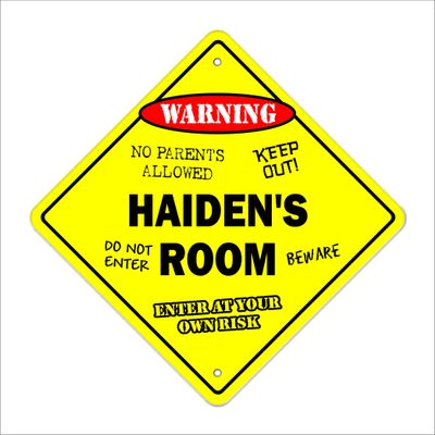 Haiden's Room Sign Crossing Zone Xing | Indoor/Outdoor | 17" Tall Kids Bedroom Decor Door Children's Name boy Girl