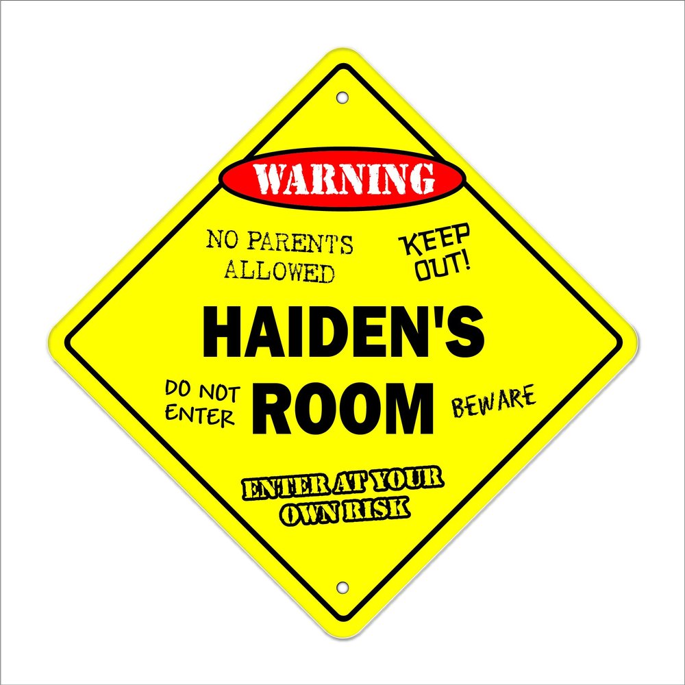 Haiden's Room Sign Crossing Zone Xing | Indoor/Outdoor | 17" Tall Kids Bedroom Decor Door Children's Name boy Girl