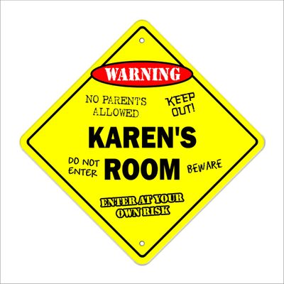 Karen's Room Sign Crossing Zone Xing | Indoor/Outdoor | 20" Tall Kids Bedroom Decor Door Children's Name boy Girl