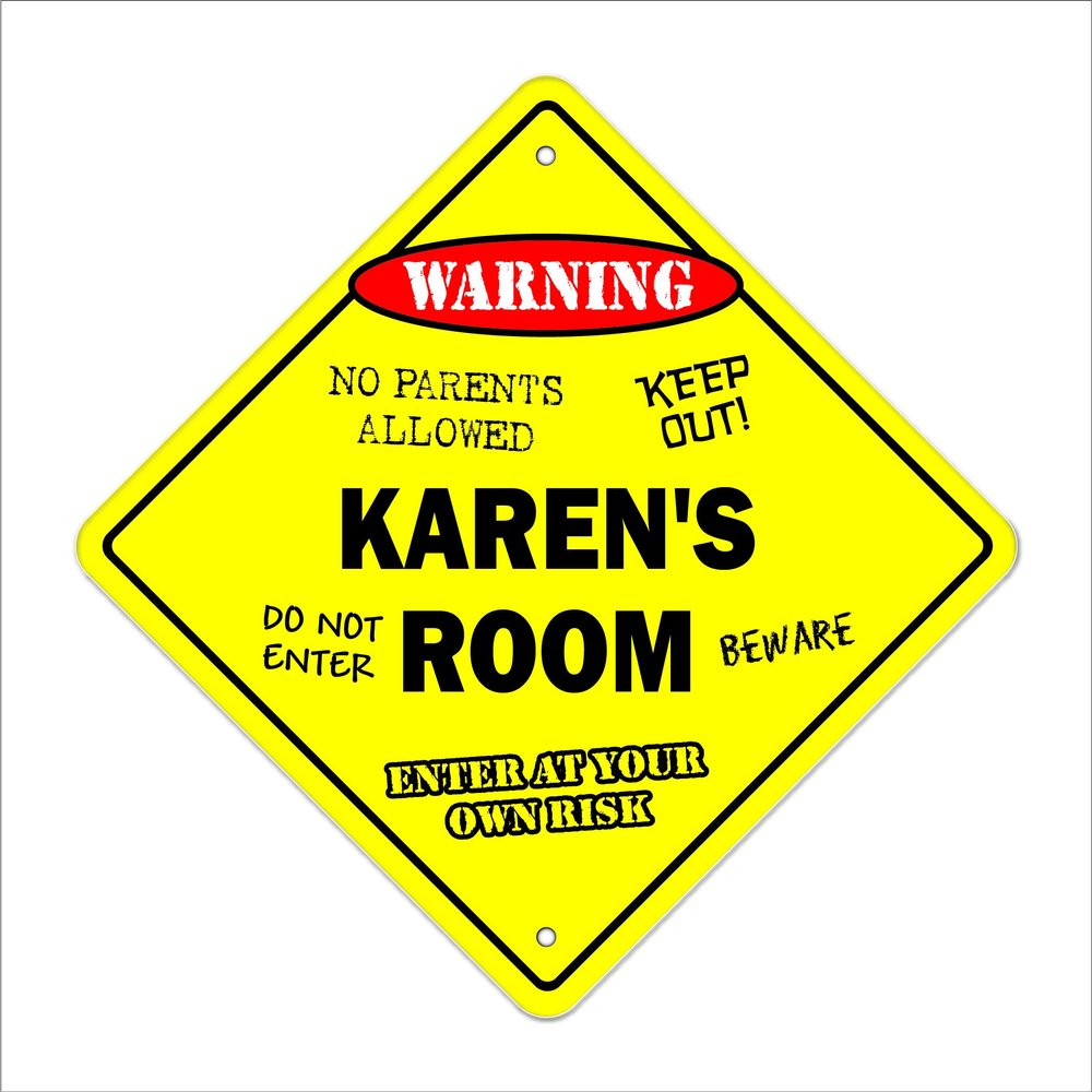 Karen's Room Sign Crossing Zone Xing | Indoor/Outdoor | 20" Tall Kids Bedroom Decor Door Children's Name boy Girl