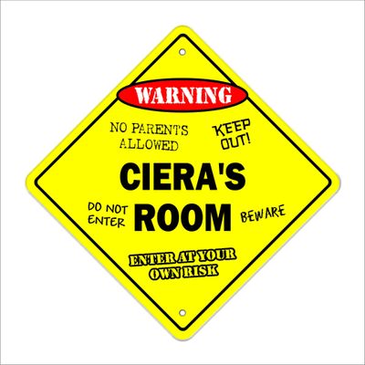 Ciera's Room Sign Crossing Zone Xing | Indoor/Outdoor | 14" Tall Kids Bedroom Decor Door Children's Name boy Girl