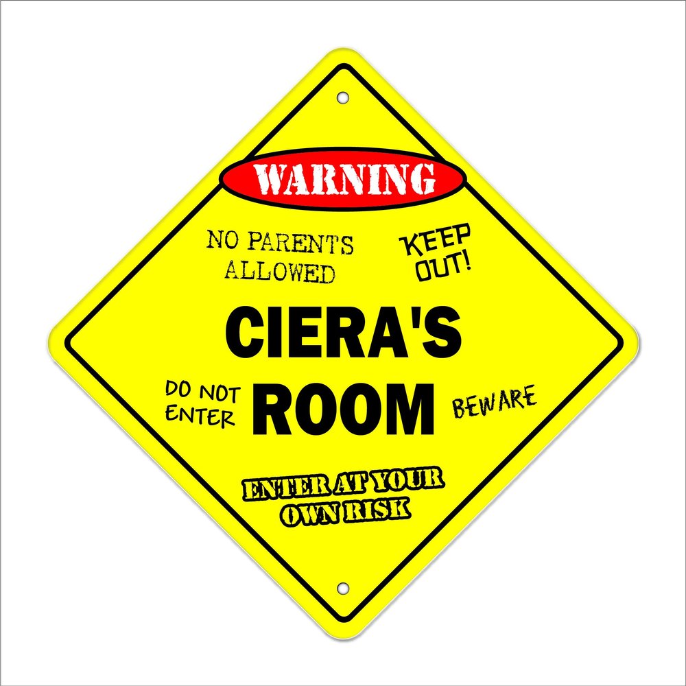 Ciera's Room Sign Crossing Zone Xing | Indoor/Outdoor | 14" Tall Kids Bedroom Decor Door Children's Name boy Girl