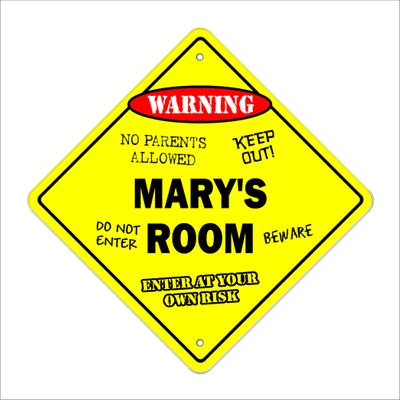 Mary's Room Sign Crossing Zone Xing | Indoor/Outdoor | 14" Tall Kids Bedroom Decor Door Children's Name boy Girl
