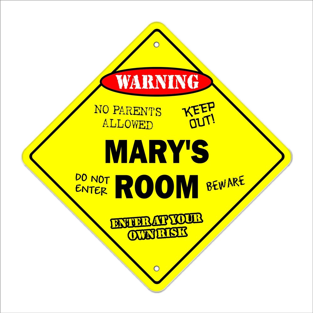 Mary's Room Sign Crossing Zone Xing | Indoor/Outdoor | 14" Tall Kids Bedroom Decor Door Children's Name boy Girl
