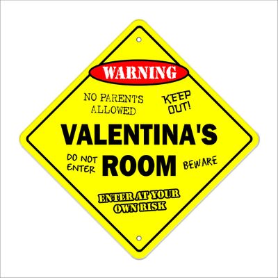 Valentina's Room Sign Crossing Zone Xing | Indoor/Outdoor | 20" Tall Kids Bedroom Decor Door Children's Name boy Girl