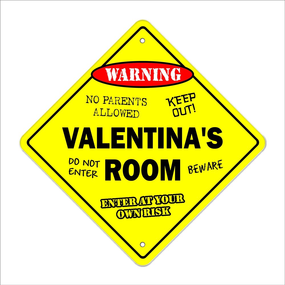 Valentina's Room Sign Crossing Zone Xing | Indoor/Outdoor | 20" Tall Kids Bedroom Decor Door Children's Name boy Girl