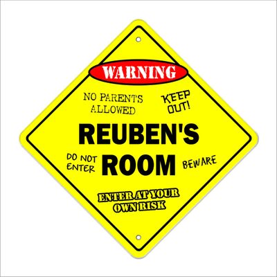 Reuben's Room Sign Crossing Zone Xing | Indoor/Outdoor | 14" Tall Kids Bedroom Decor Door Children's Name boy Girl