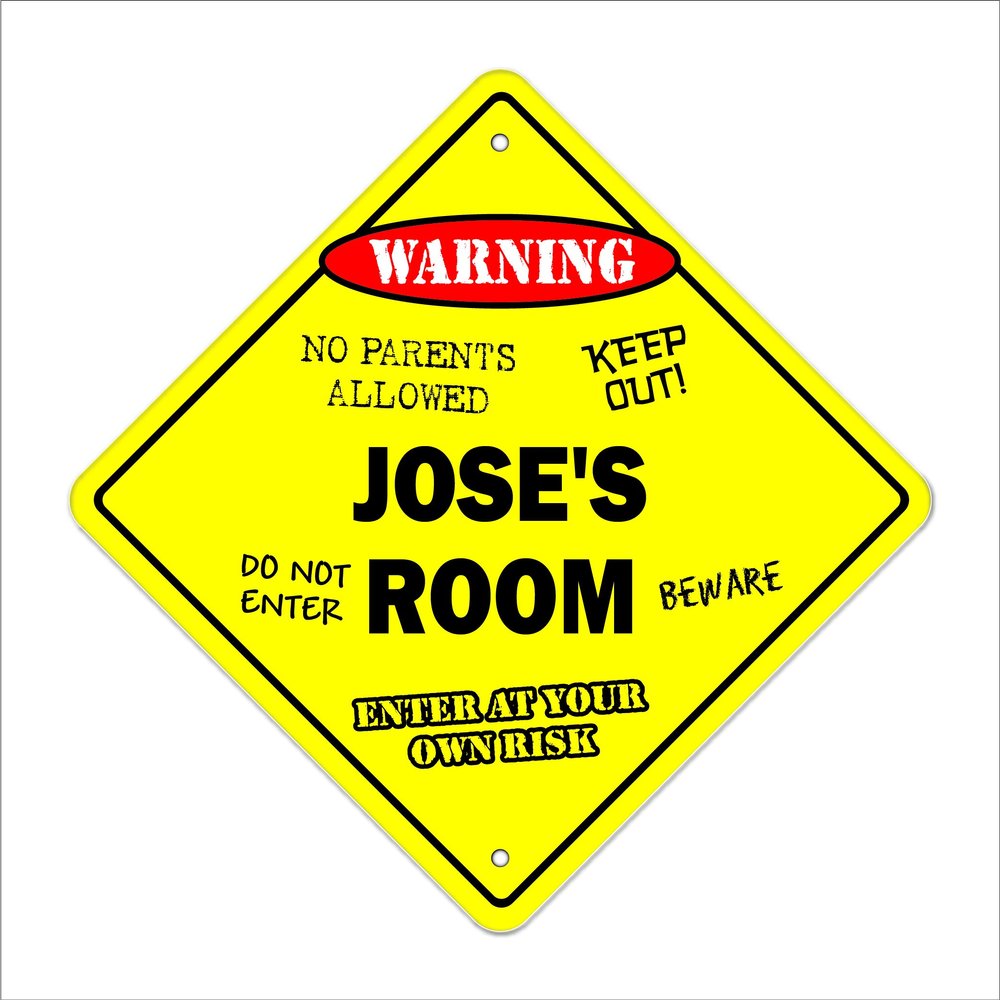 Jose's Room Sign Crossing Zone Xing | Indoor/Outdoor | 20" Tall Kids Bedroom Decor Door Children's Name boy Girl
