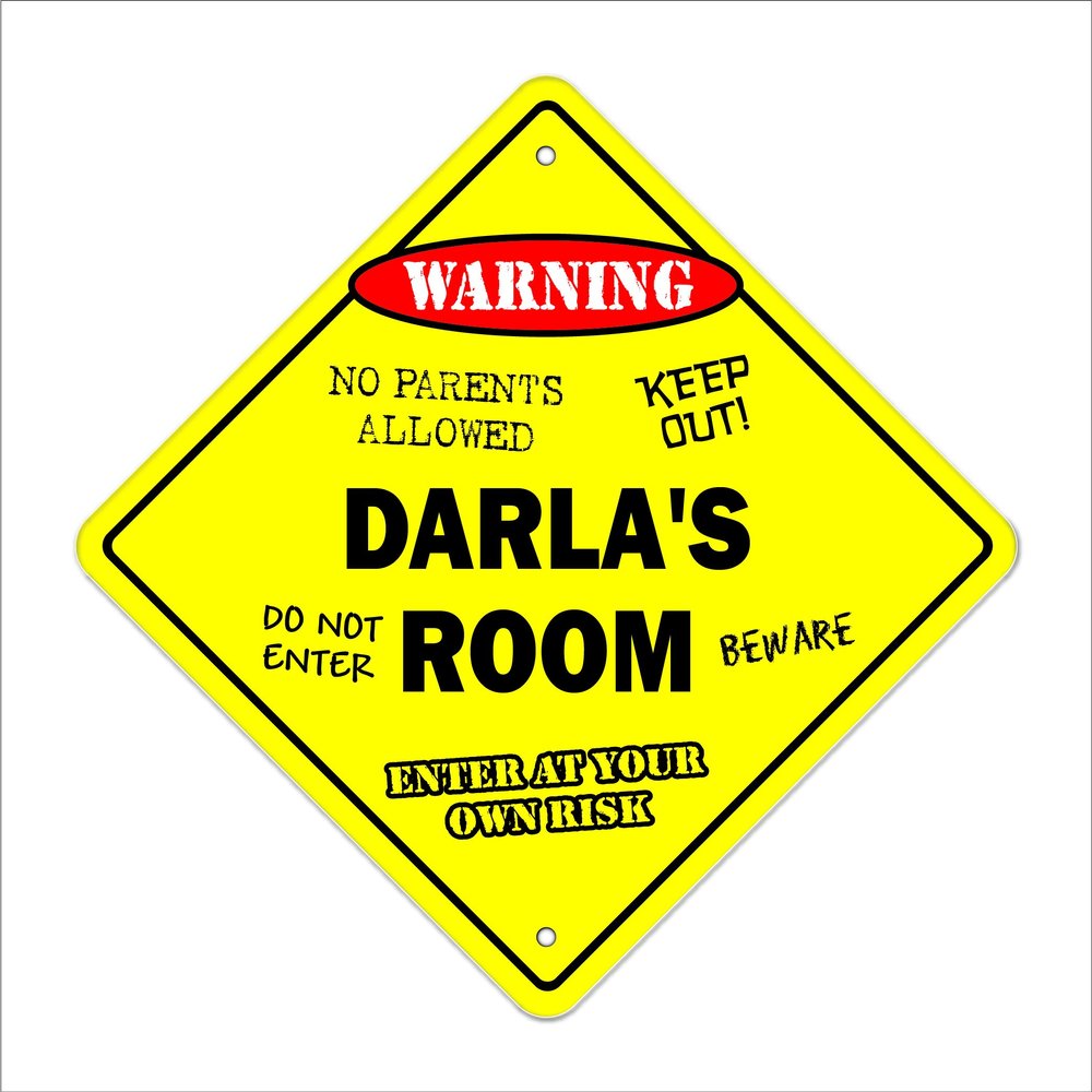 Darla's Room Sign Crossing Zone Xing | Indoor/Outdoor | 20" Tall Kids Bedroom Decor Door Children's Name boy Girl